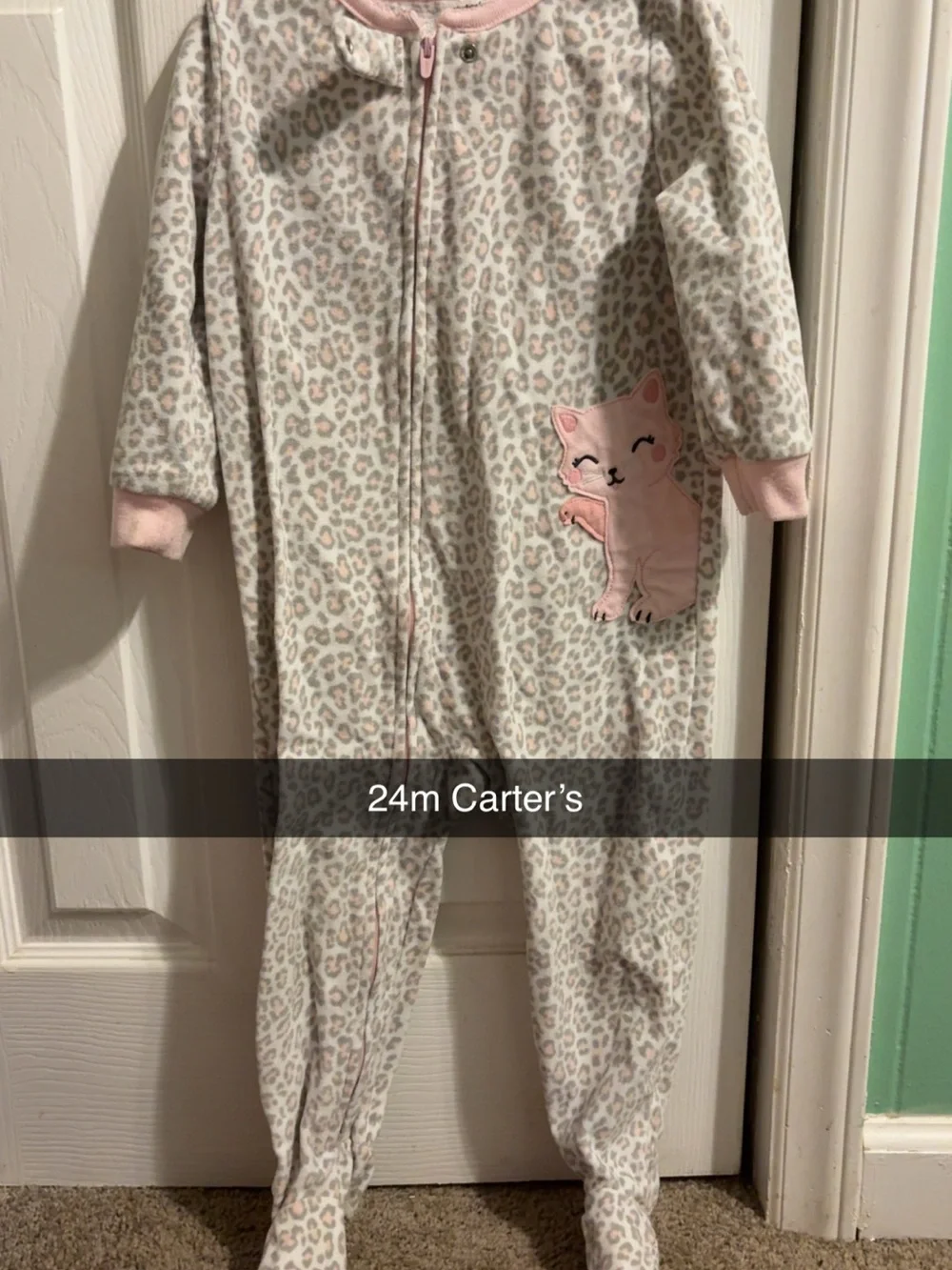 Carter's Pink and Cream Leopard Sleep Sack with Kitty Applique